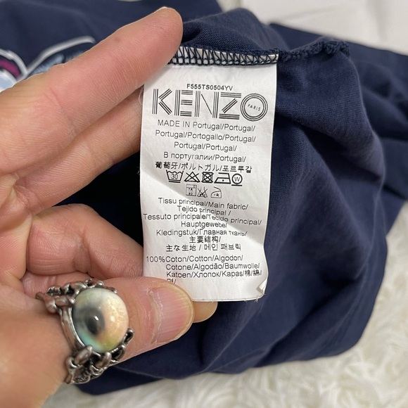 EUC Women’s Large/Men’s Medium Kenzo Graphic Tiger Print Cotton Tee Dark Navy - Picture 11 of 12